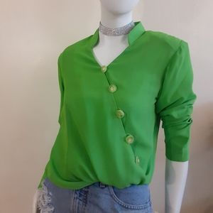 VINTAGE LimeGreen Asymmetrical Wrap Top